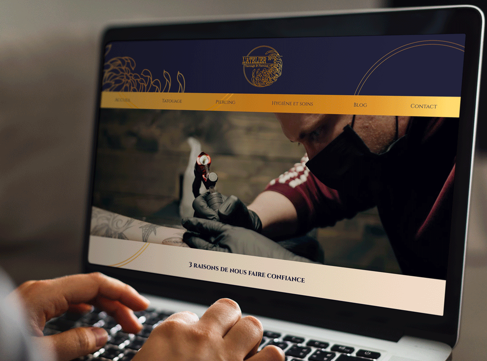 Création d'un site internet vitrine avec outil de réservation de rendez-vous en ligne pour un salon de tatouage à Angers