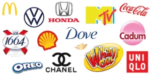 Logos de marques sur fond blanc, en lien avec l'identité visuelle et la stratégie de communication des entreprises.